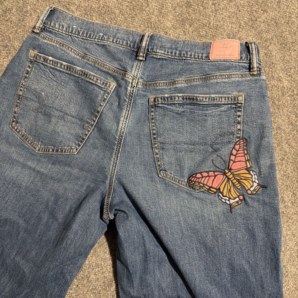 American Eagle STRIGID Denim Jeans Womens 8 Blue Low Rise Ultra Wide Leg